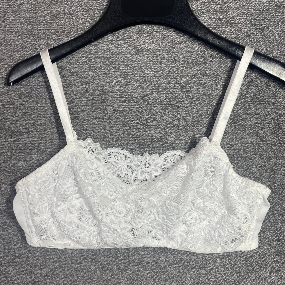 Olga White Lace Camisole Bra 38C Underwire Unlined